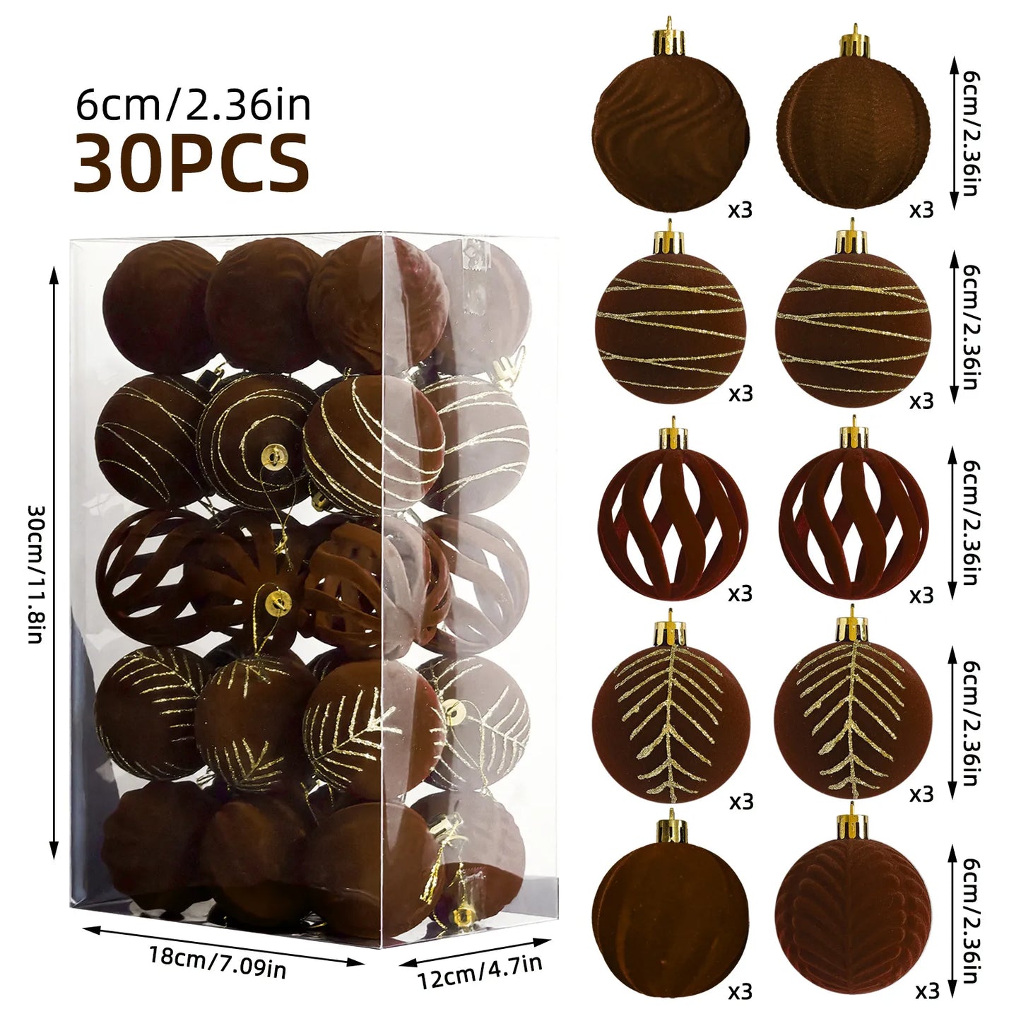 Velvet Weinachts Kugeln (1Set=30stück)